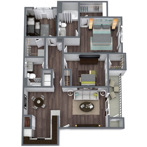 C1: 3 Bed 2 Bath 3173 3173 floor plan