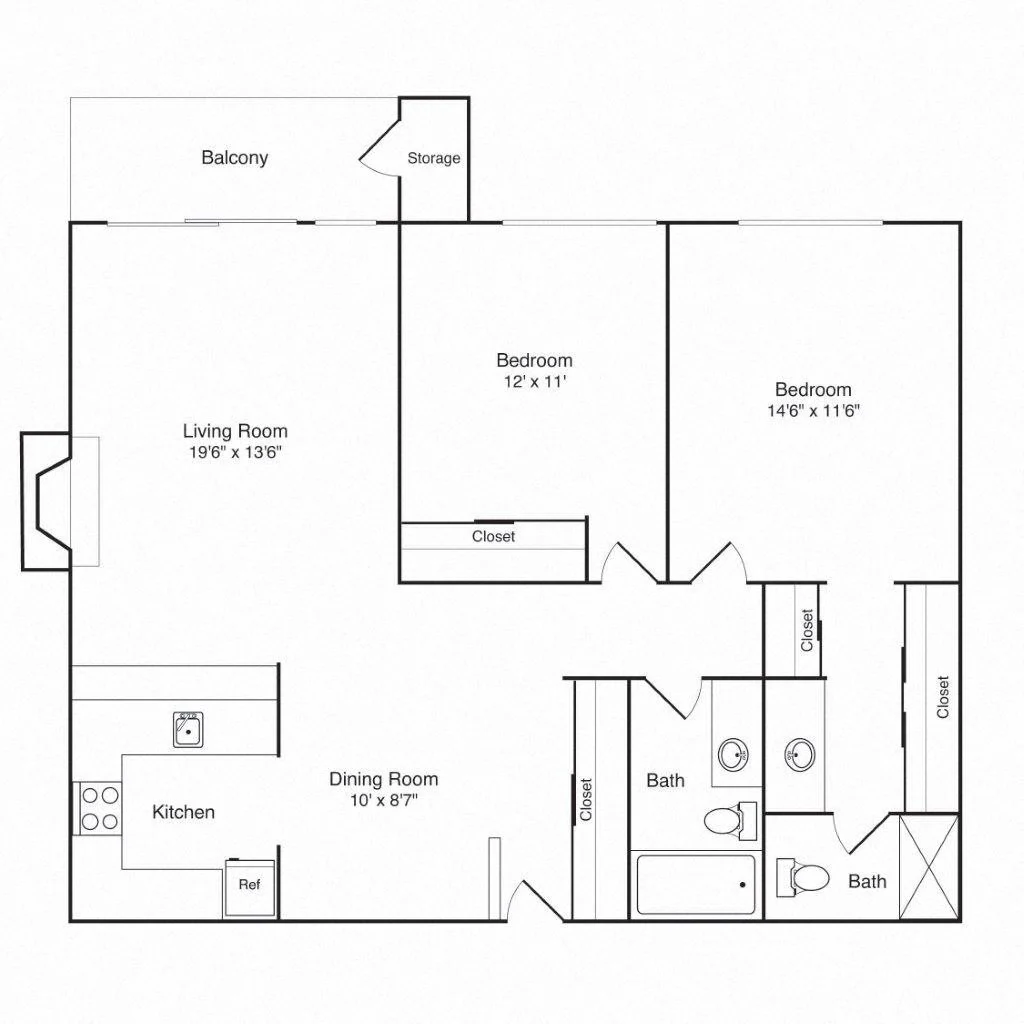 2x2 A Renovated A-111 A-111 floor plan