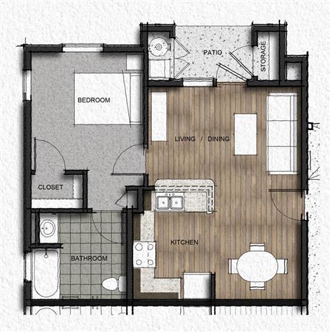 1 Bedroom 1 Bath 11-101 11-101 floor plan