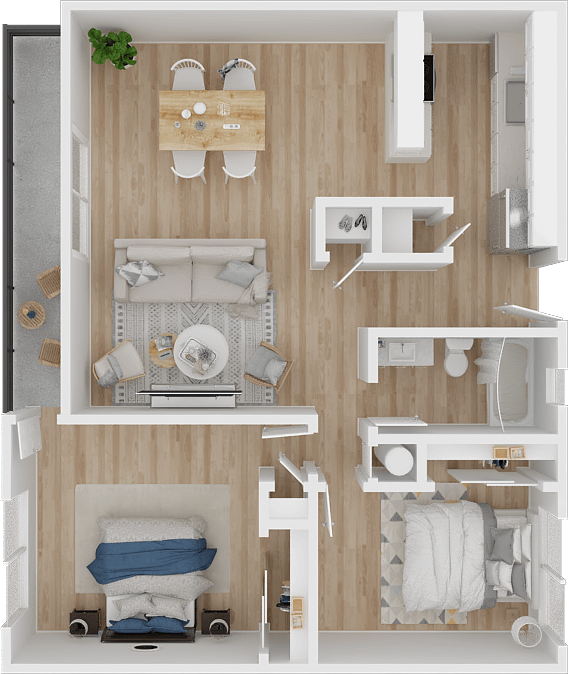 Two Bedroom, One Bathroom 034 034 floor plan