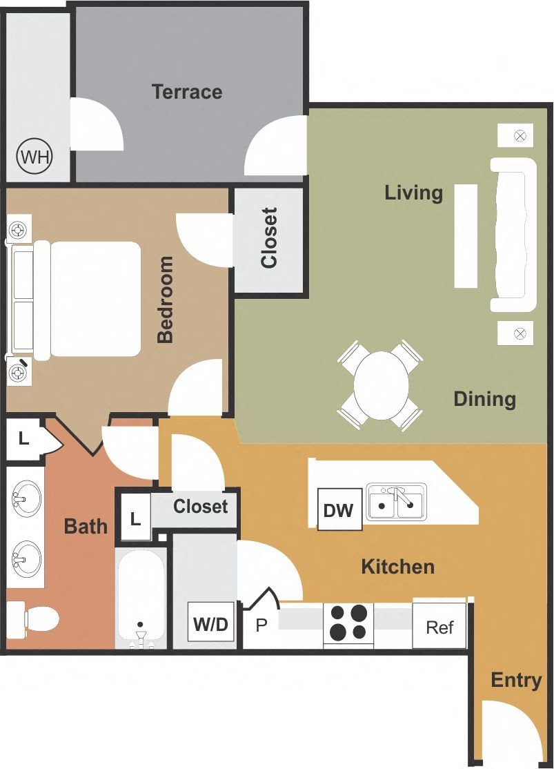 One Bedroom POB3 118 118 floor plan