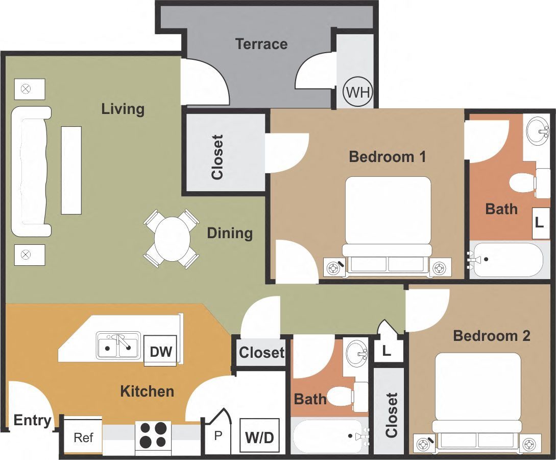 Two Bedroom POB7 330 330 floor plan