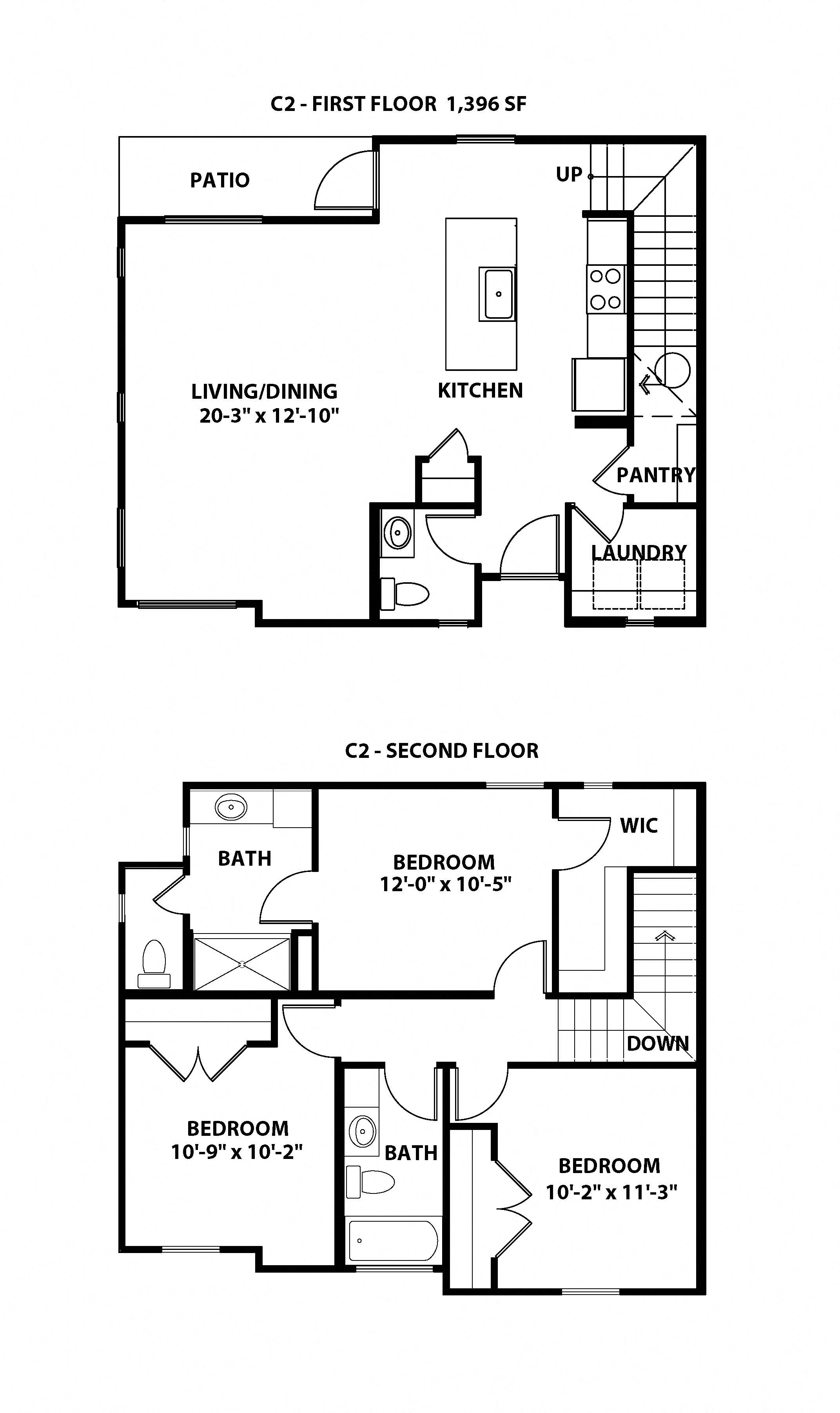 C2 -Townhome 1012 1012 floor plan
