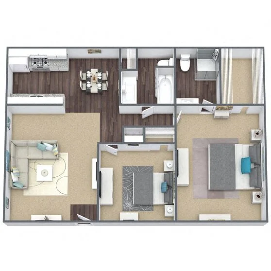 B1: 2 Bed 2 Bath 1099 1099 floor plan