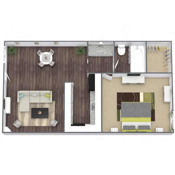 A1: 1 Bed 1 Bath 351 351 floor plan