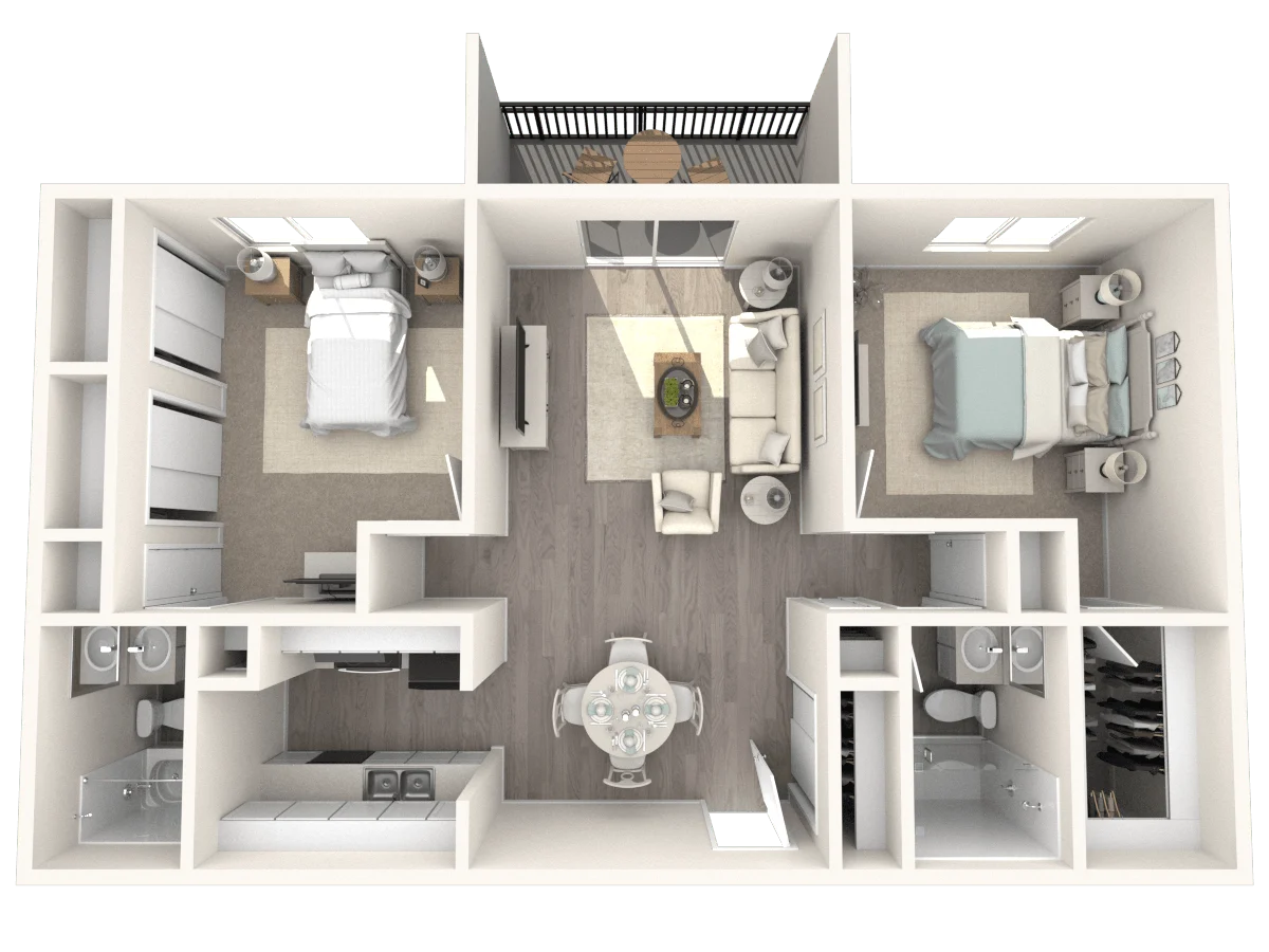 Renovated 2 Bed 2 Bath L-L23 L-L23 floor plan
