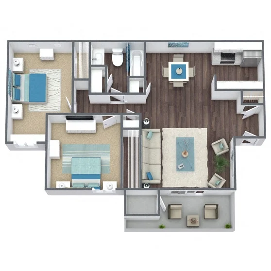 B1: 2 Bed 1 Bath 286 286 floor plan