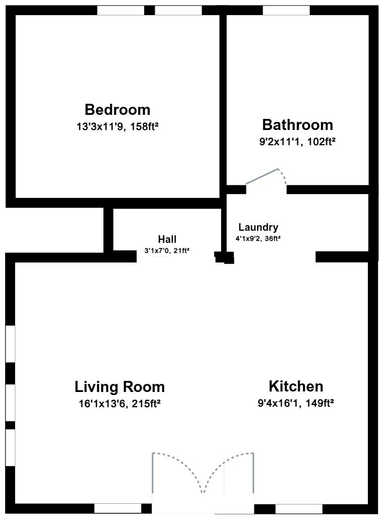 1 Bed 1 Bath 503 503 floor plan