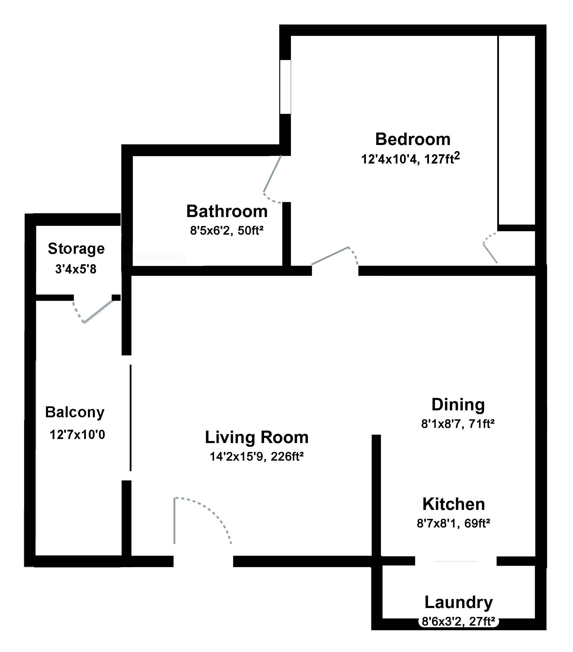 1 Bed 1 Bath 199 199 floor plan