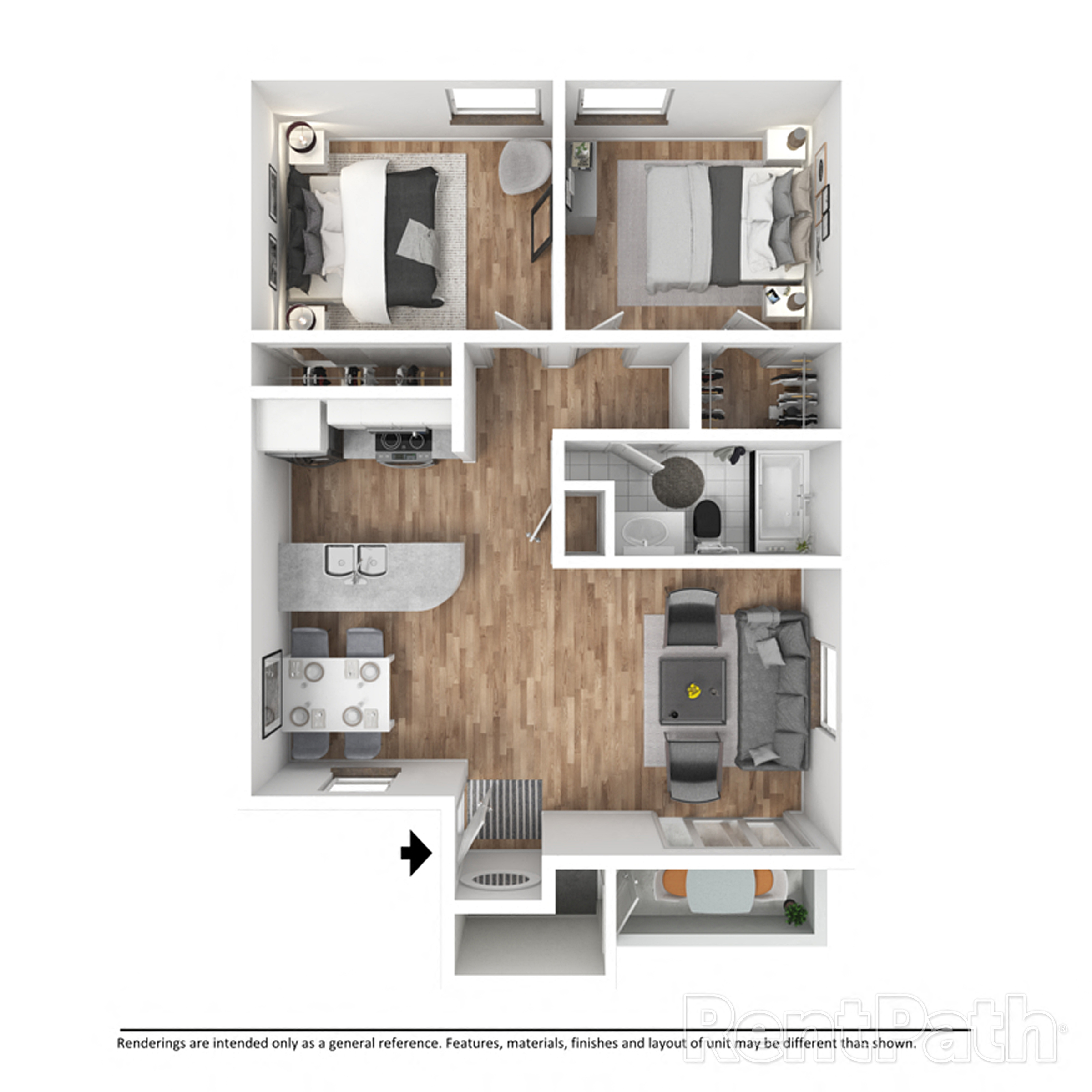 Two Bedroom, One Bath 233 233 floor plan