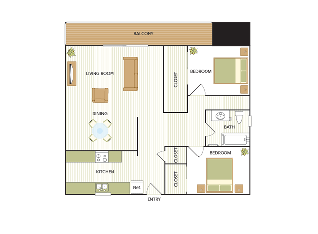 Two Bedroom One Bath 227 227 floor plan