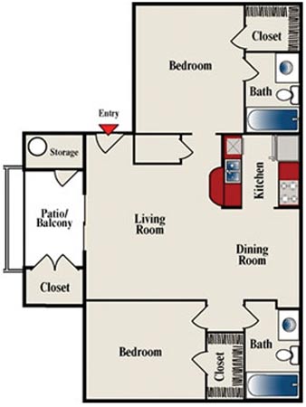 2Bed2Bath (C ) 1072 1072 floor plan