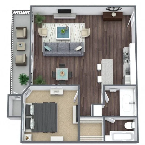 A1: 1 Bed 1 Bath 2019 2019 floor plan