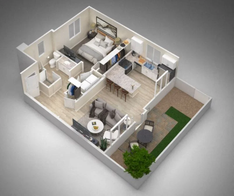 One Bedroom One Bath 228 228 floor plan