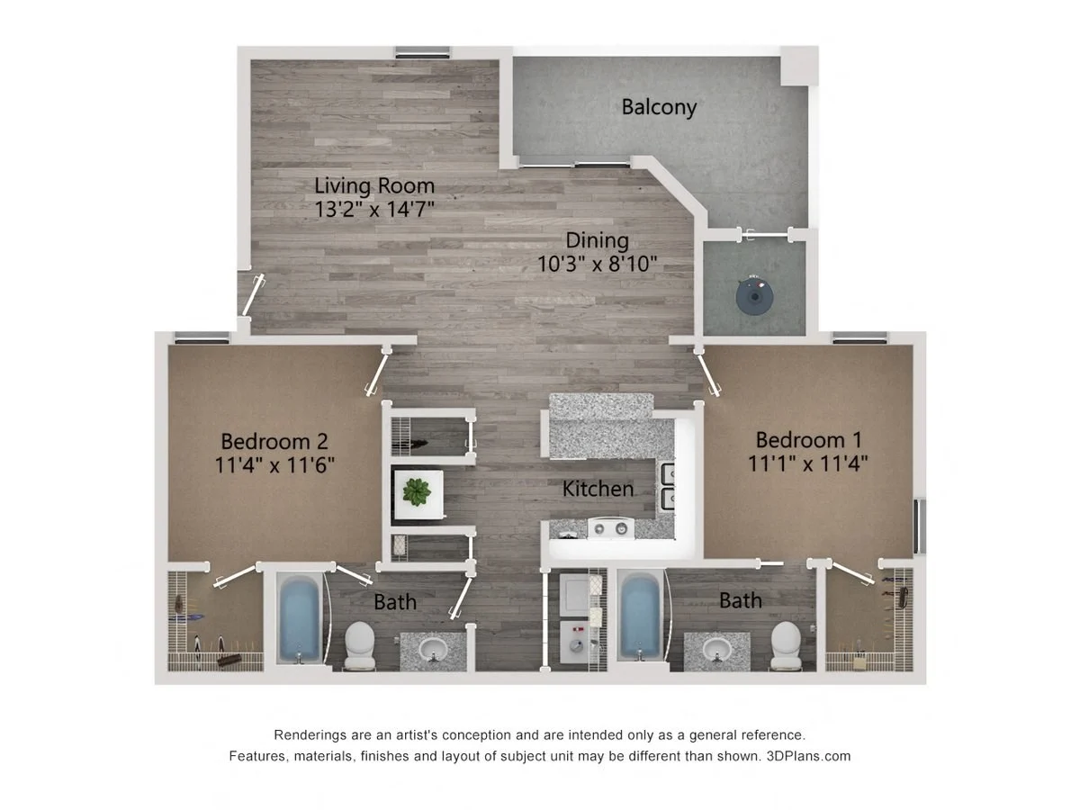 2 Bedrooms, 2 Bathrooms 67-2267 67-2267 floor plan