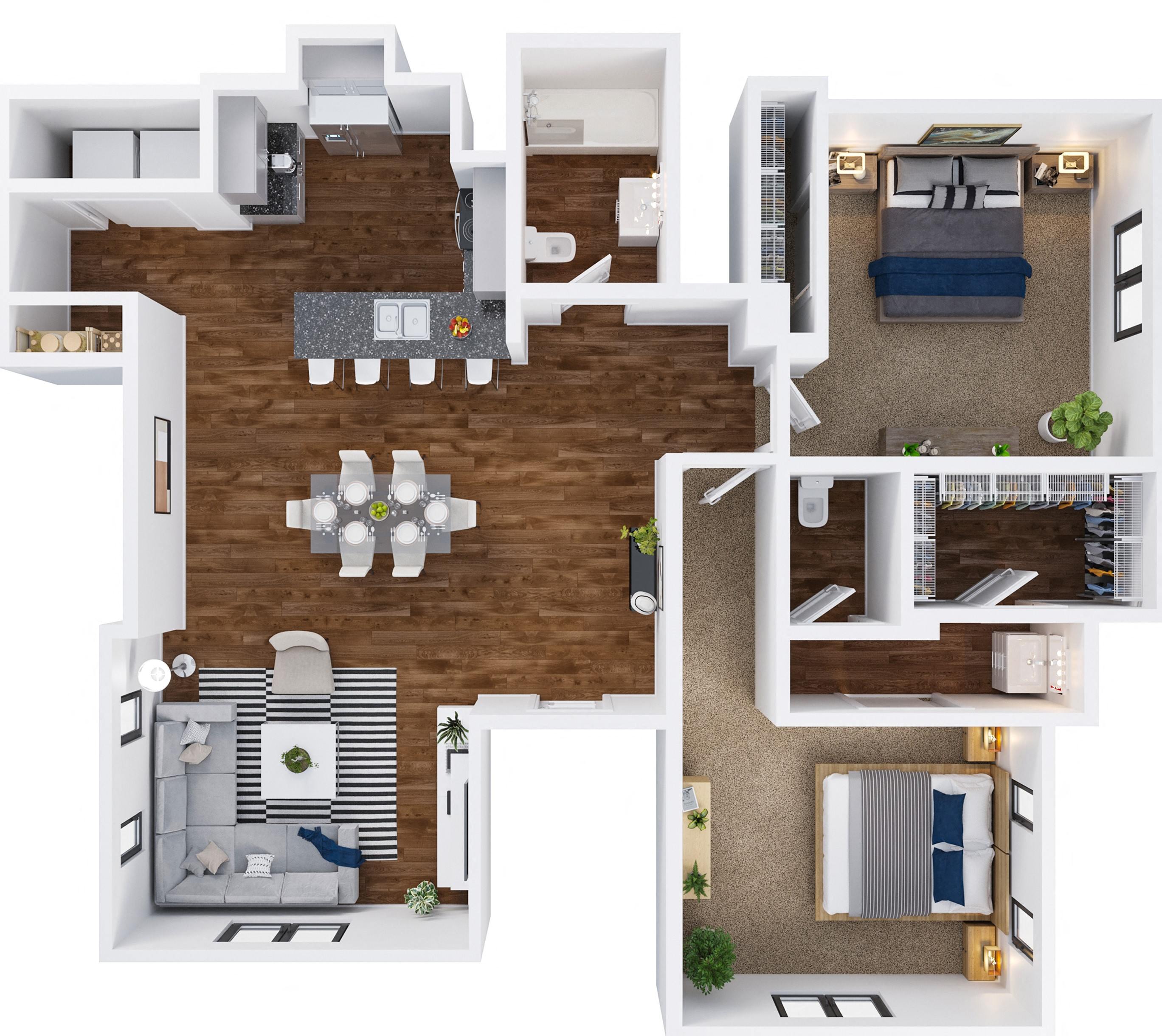 C Two Bedroom, Two Bath 2079 2079 floor plan