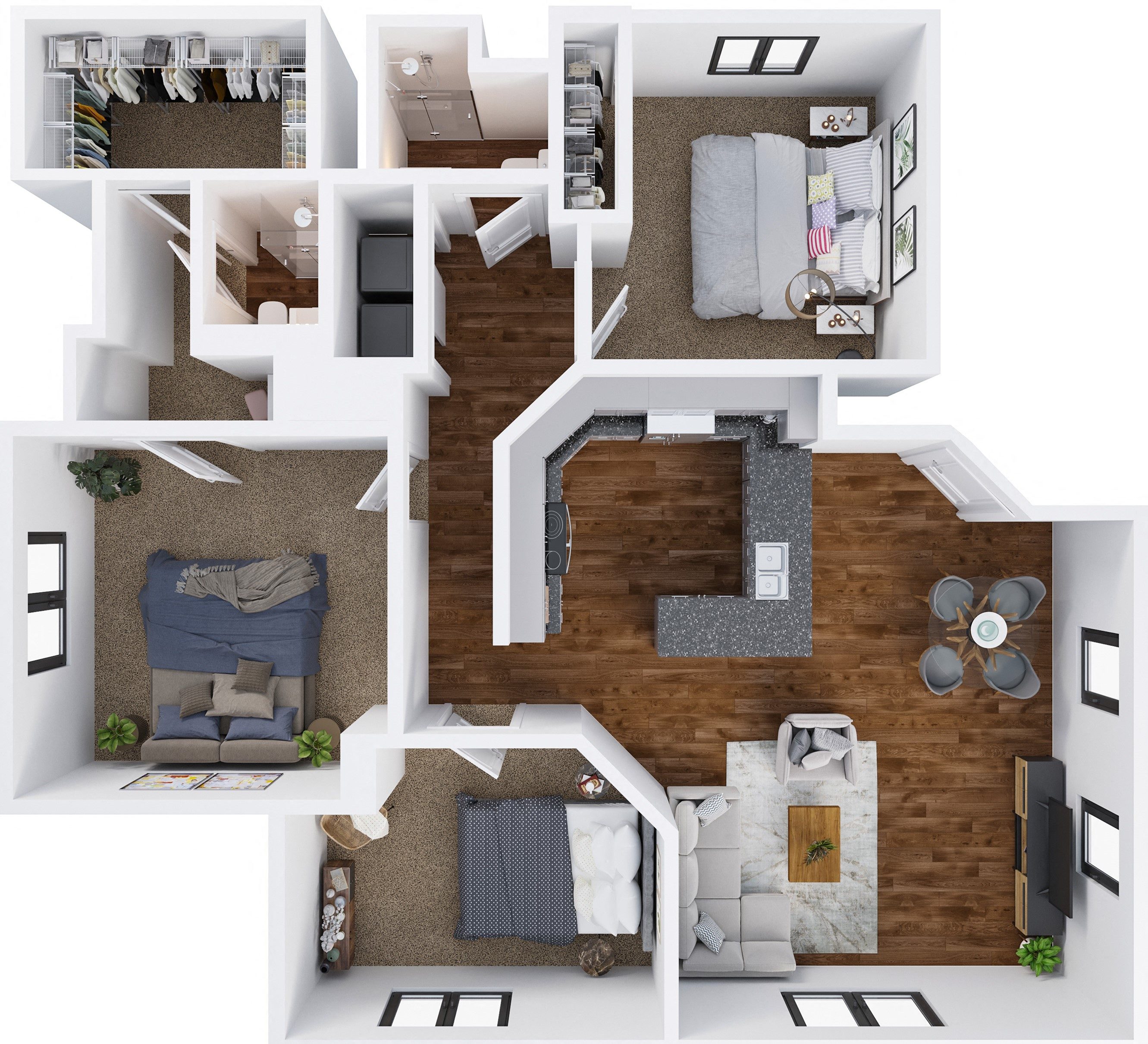 Three Bedroom, Two Bath 1082 1082 floor plan