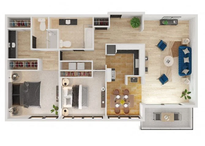 2 Bed 2 Bath A 3-036 3-036 floor plan