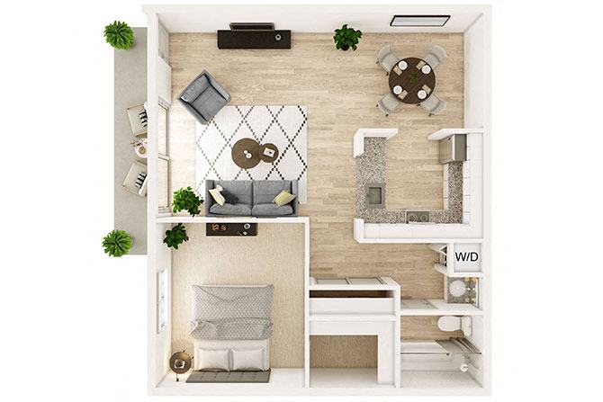 1 Bedroom A 1207 1207 floor plan