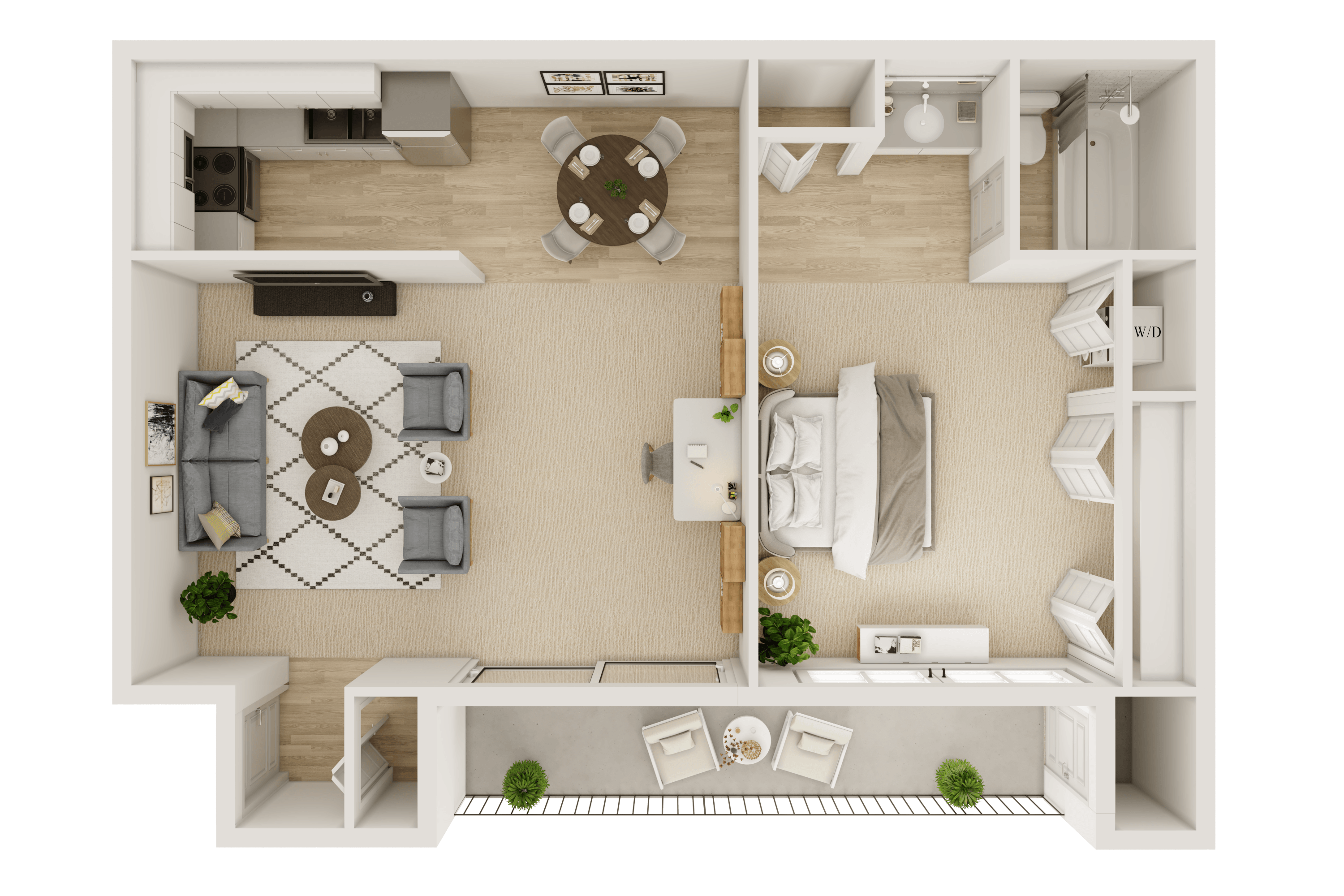 1 Bedroom, 1 Bath (A) 130 130 floor plan