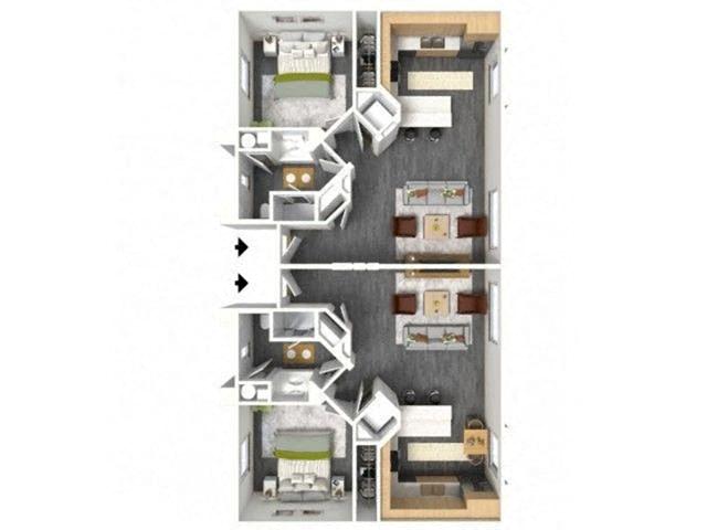 Luxury 1 Bedroom 1 Bathroom 1051 1051 floor plan