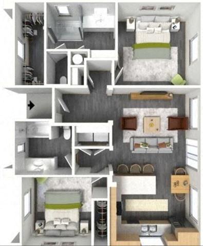 Luxury 2 Bedrooms 2 Bathrooms 1144 1144 floor plan