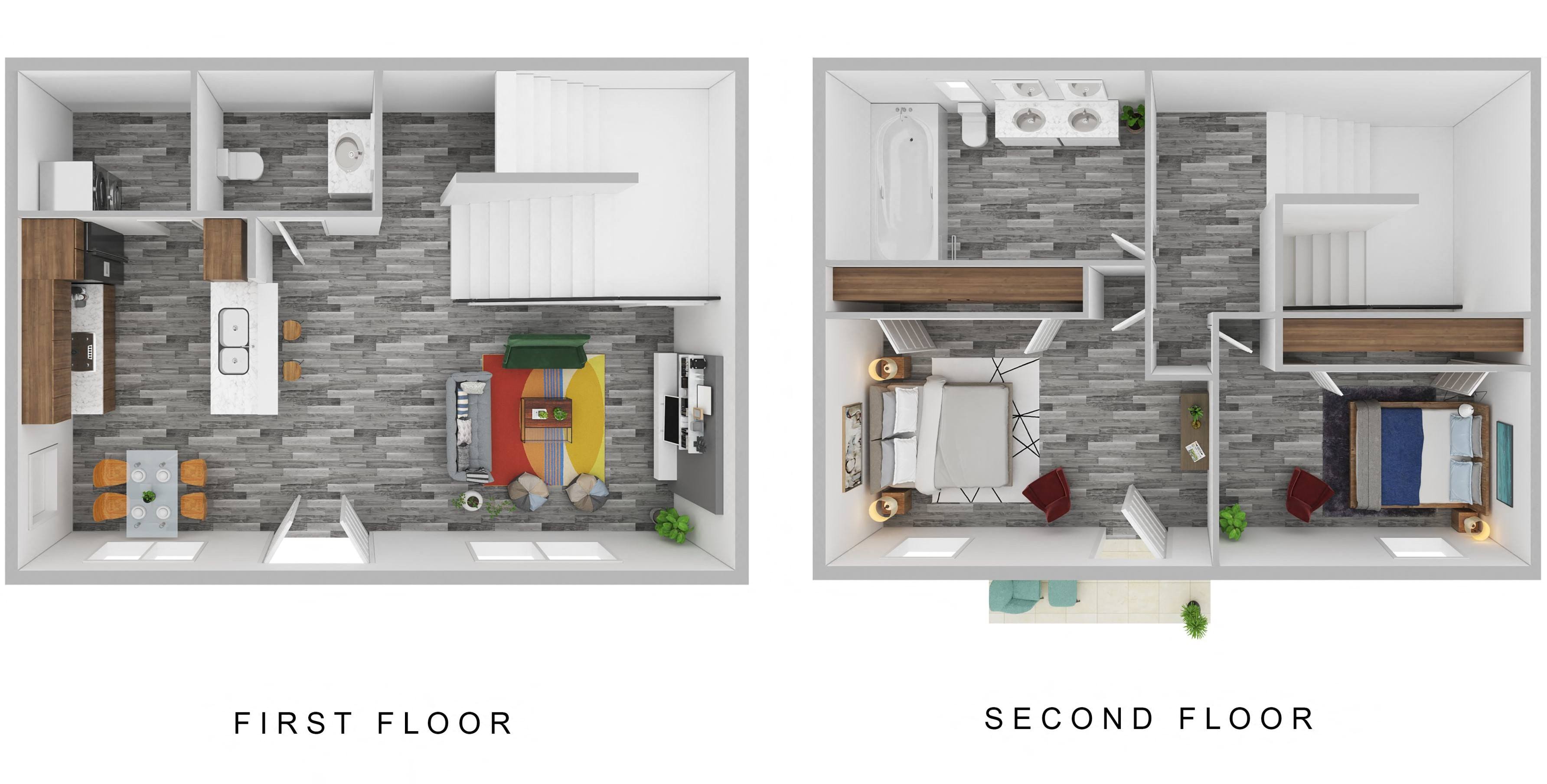 Two Bedroom, 1.5 Bath 9 9 floor plan