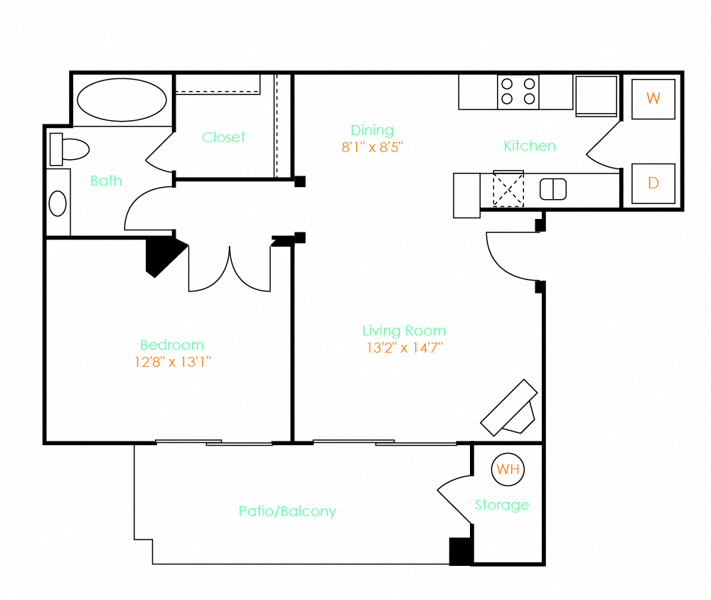 1 Bed 1 Bath 0615 0615 floor plan
