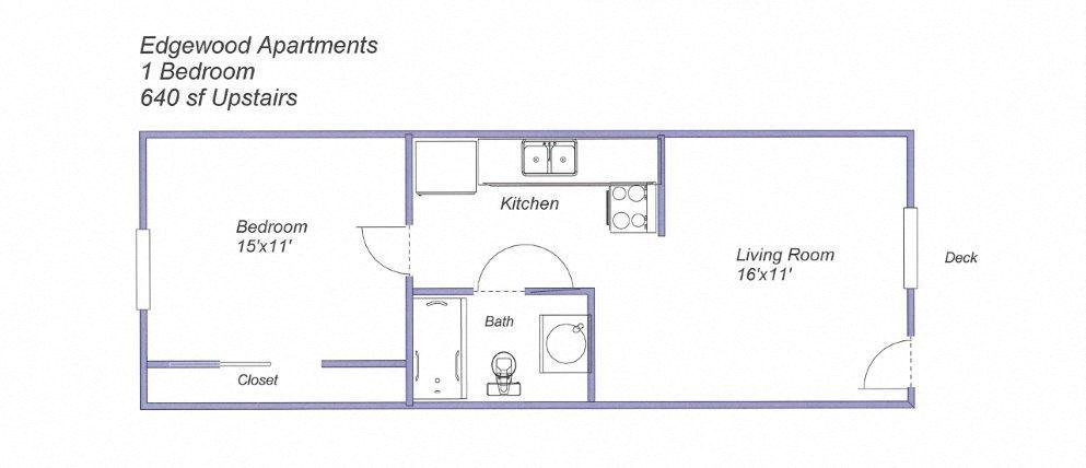 1 Bed, 1 Bath - Upstairs 377 377 floor plan