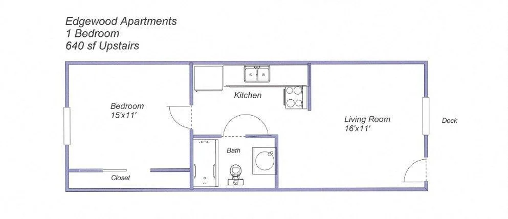 1 Bed, 1 Bath - Upstairs 377 377 floor plan