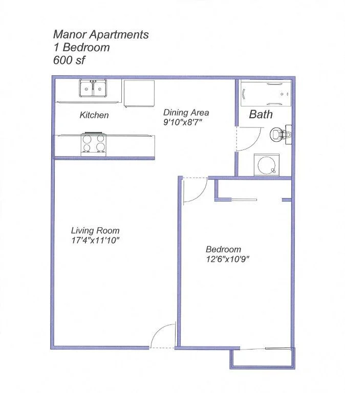 1 Bed, 1 Bath - Upstairs 430 430 floor plan