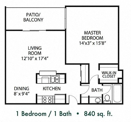 1Bed 1Bath #9 B719 B719 floor plan