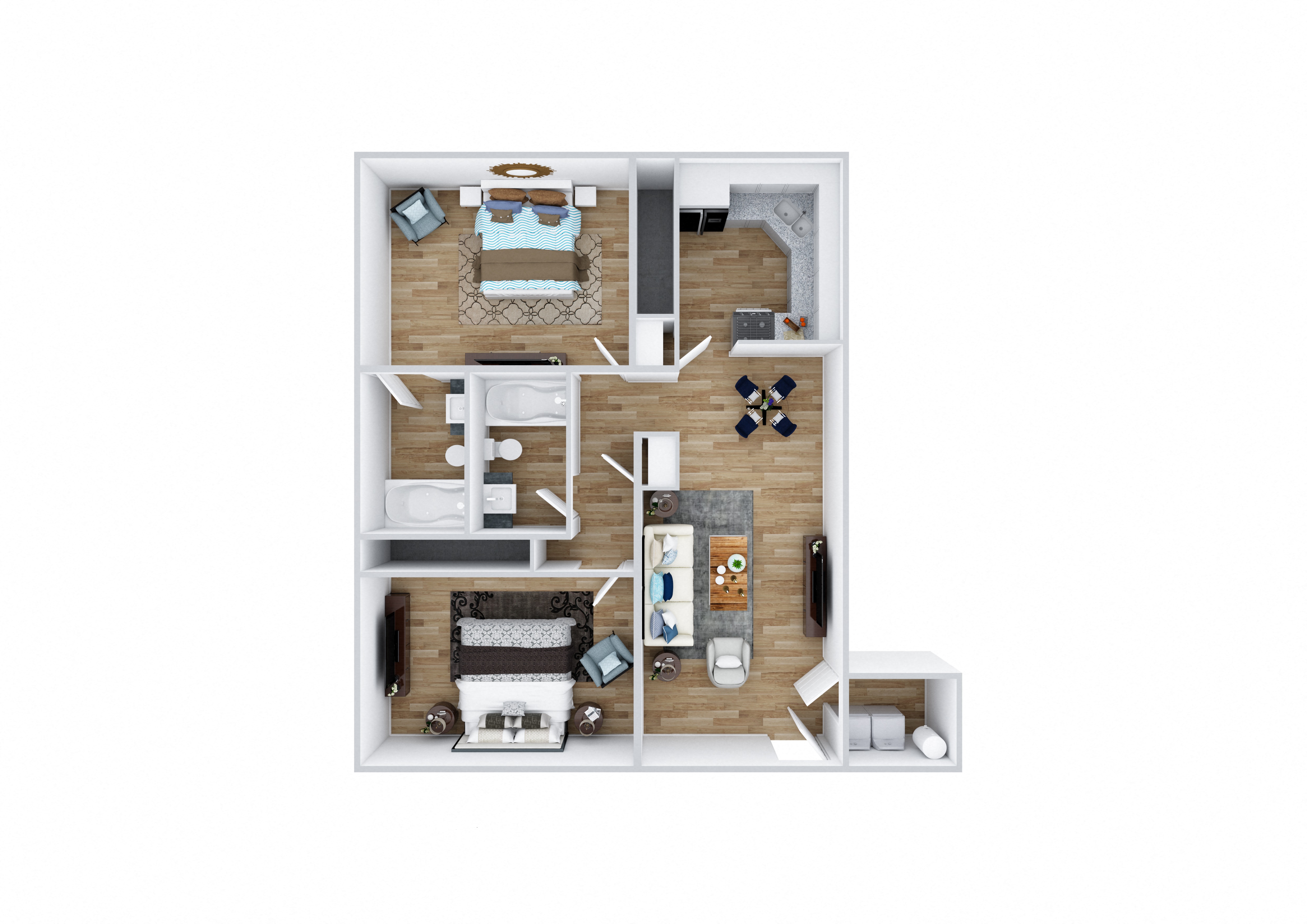 2 Bed, 2 Bath Classic 288 288 floor plan
