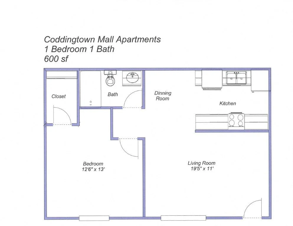 1 Bed, 1 Bath - Upstairs 206 206 floor plan