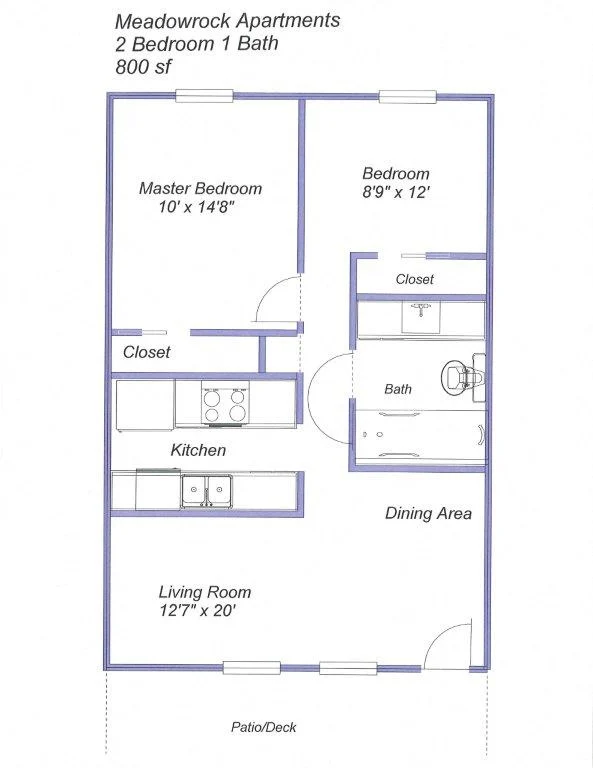2 Bed, 1 Bath - Upstairs 54 54 floor plan