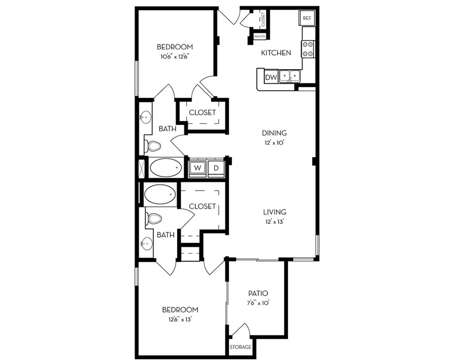 Two Bedroom C1 5425 5425 floor plan