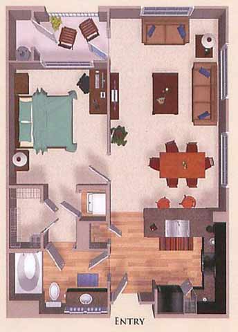 A2q | One Bedroom 3143 3143 floor plan