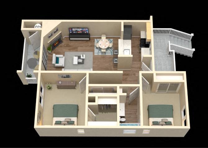 2br/1ba, Fireplace 244 244 floor plan