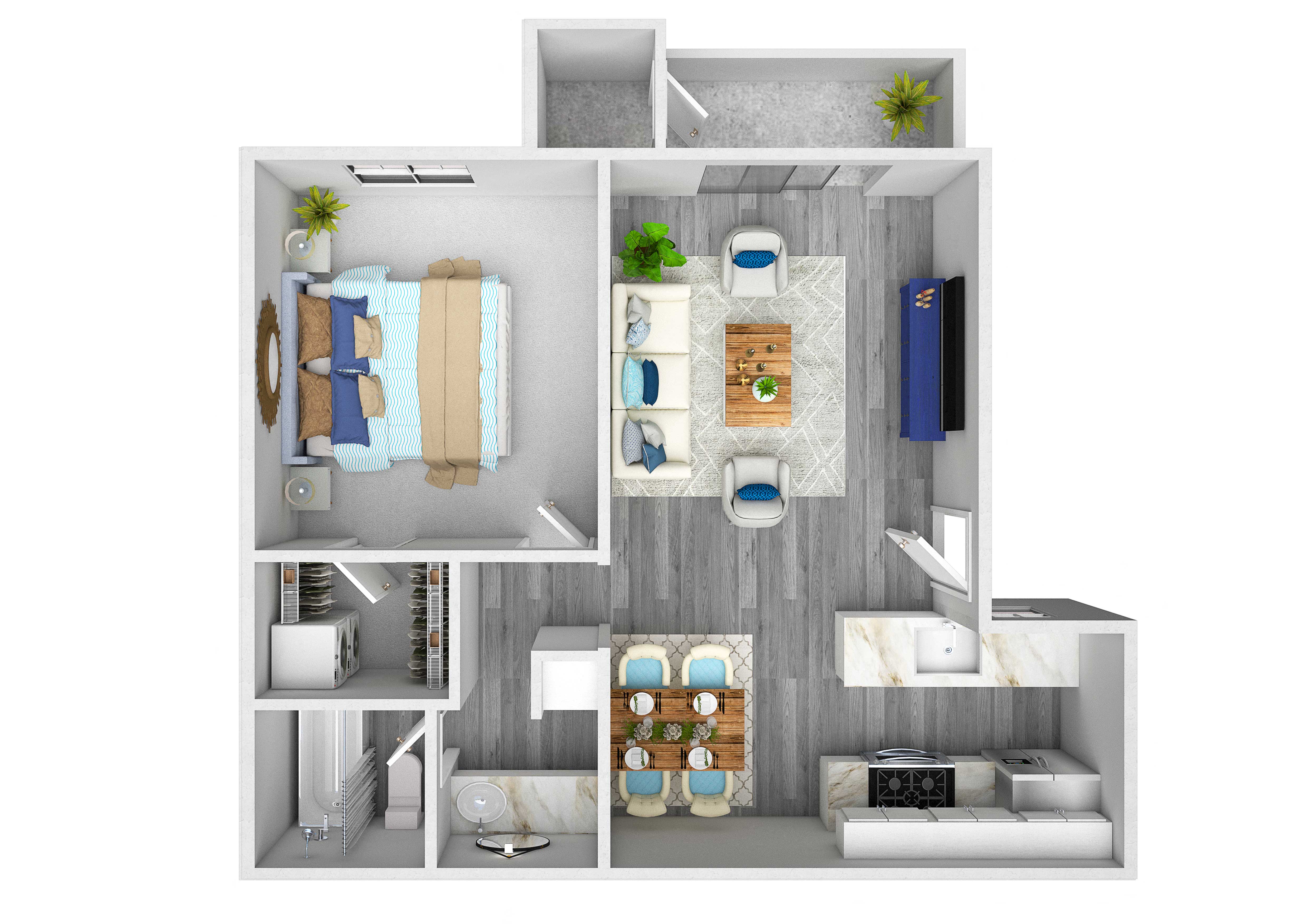 One Bedroom, One Bath 128 128 floor plan