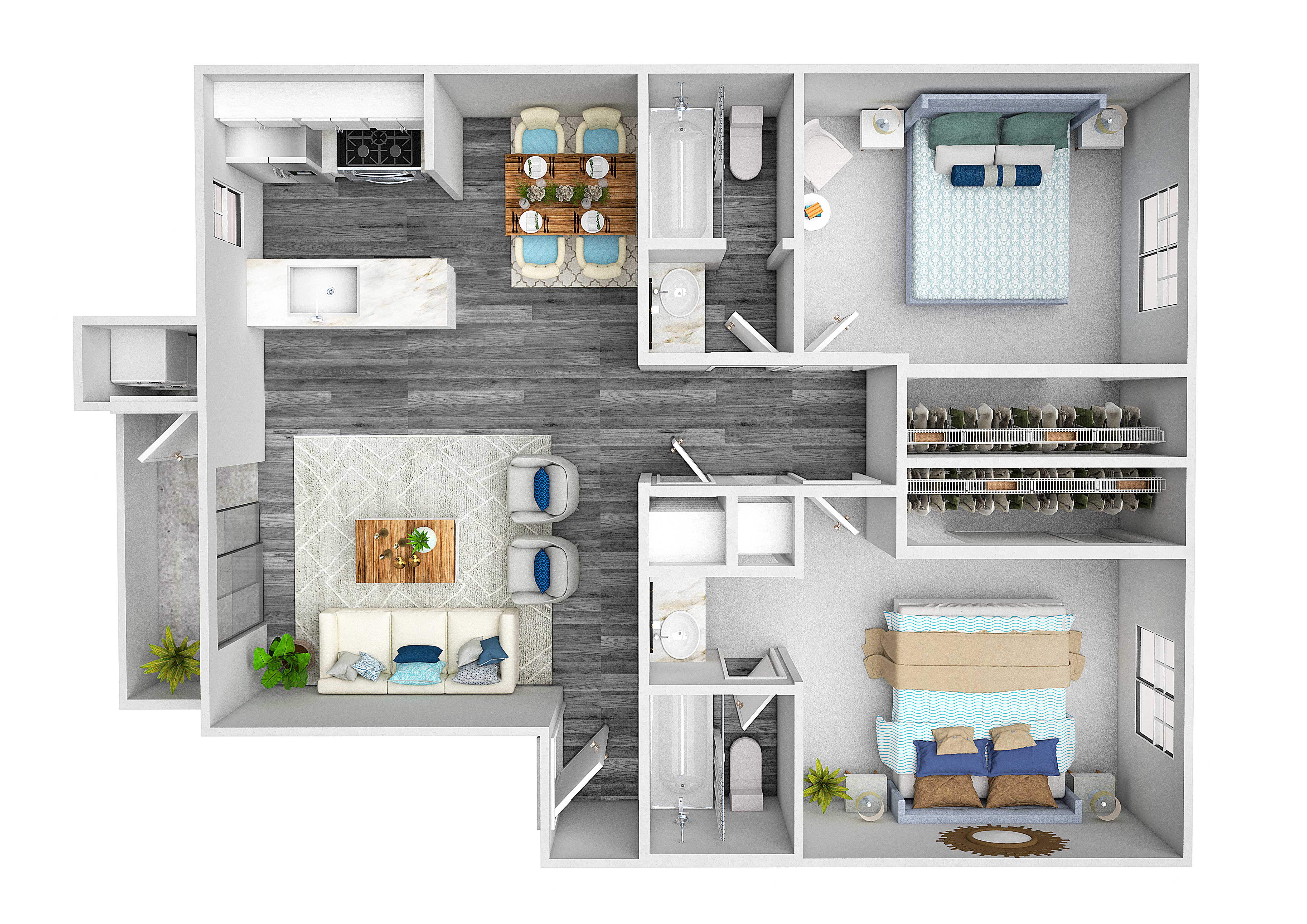 Two Bedroom, Two Bath 141 141 floor plan