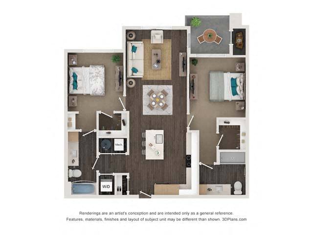 B1 2x2 1068-1073 SF 136 136 floor plan