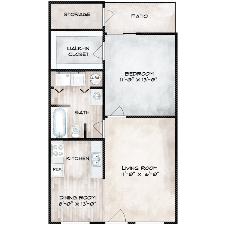 1 Bedroom 1 Bathroom 2105 2105 floor plan