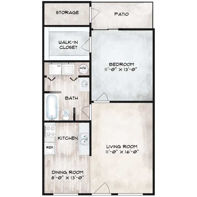 1 Bedroom 1 Bathroom 2124 2124 floor plan