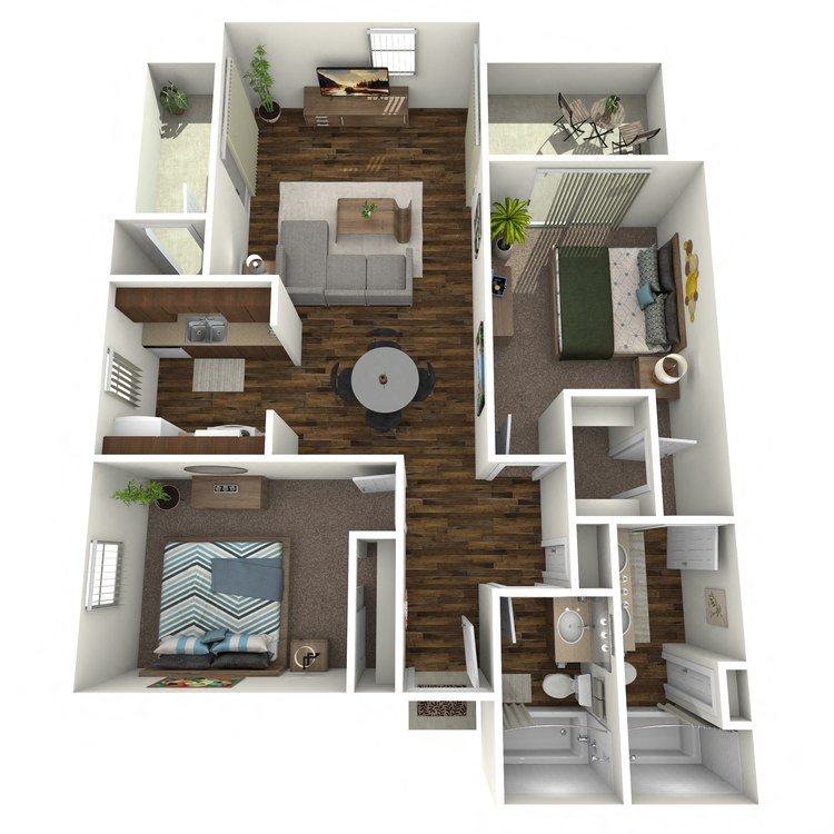 2 Bedroom 2 Bathroom 1016 1016 floor plan