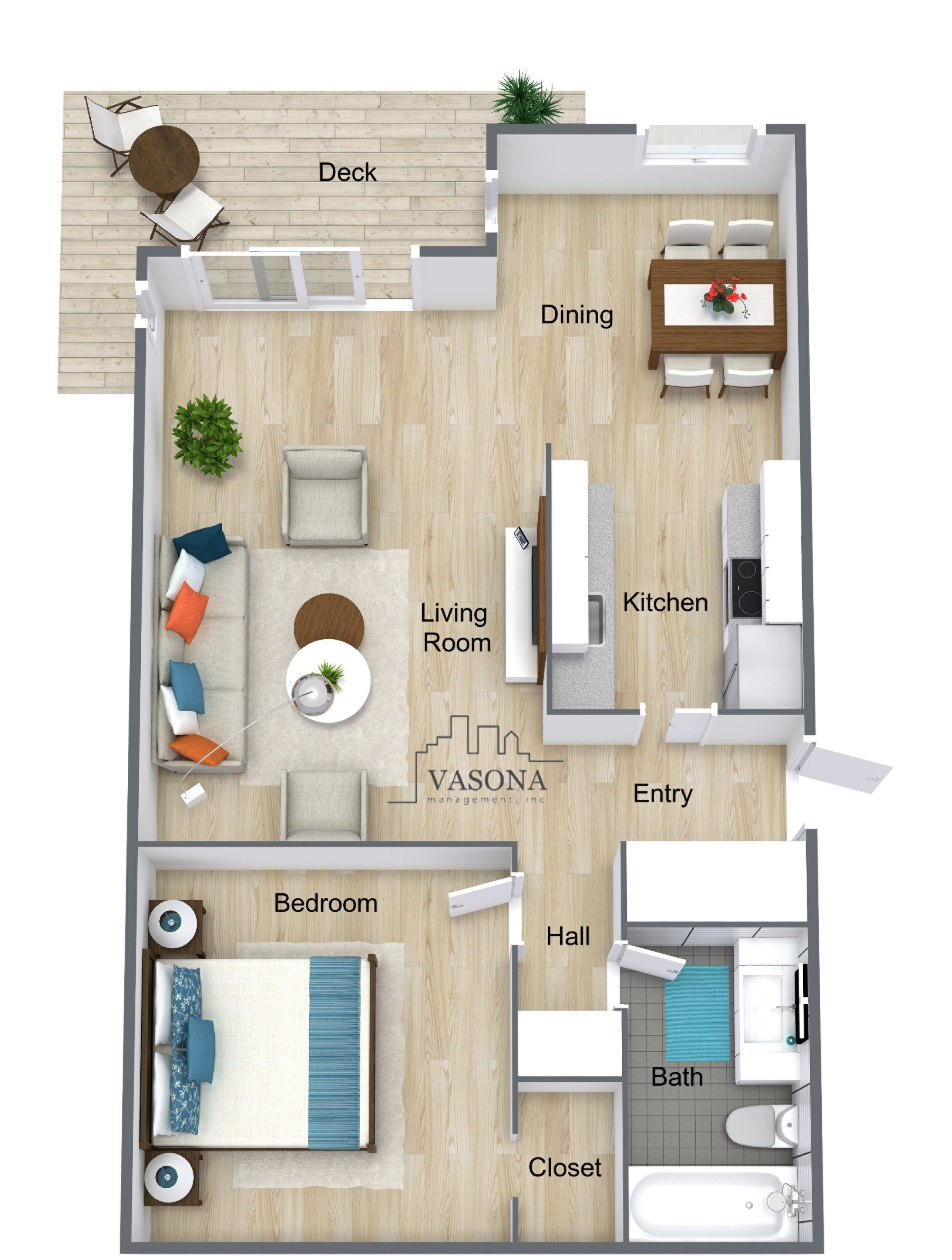 1 Bedroom Type A 19-2D 19-2D floor plan