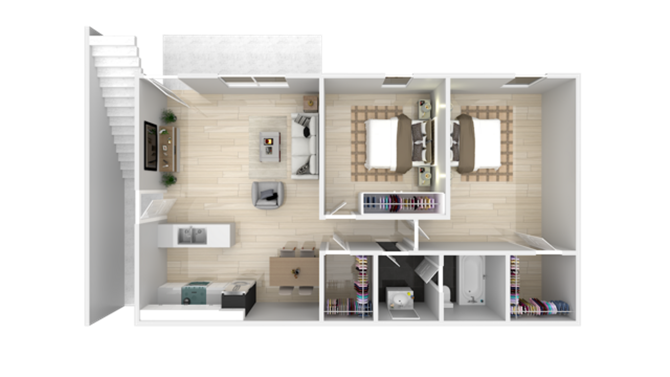 2 Bed 1 Bath 219 219 floor plan