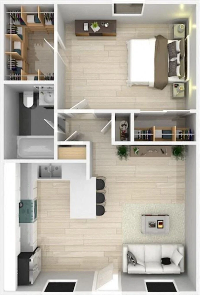 One Bedroom One Bath 2053-52 2053-52 floor plan