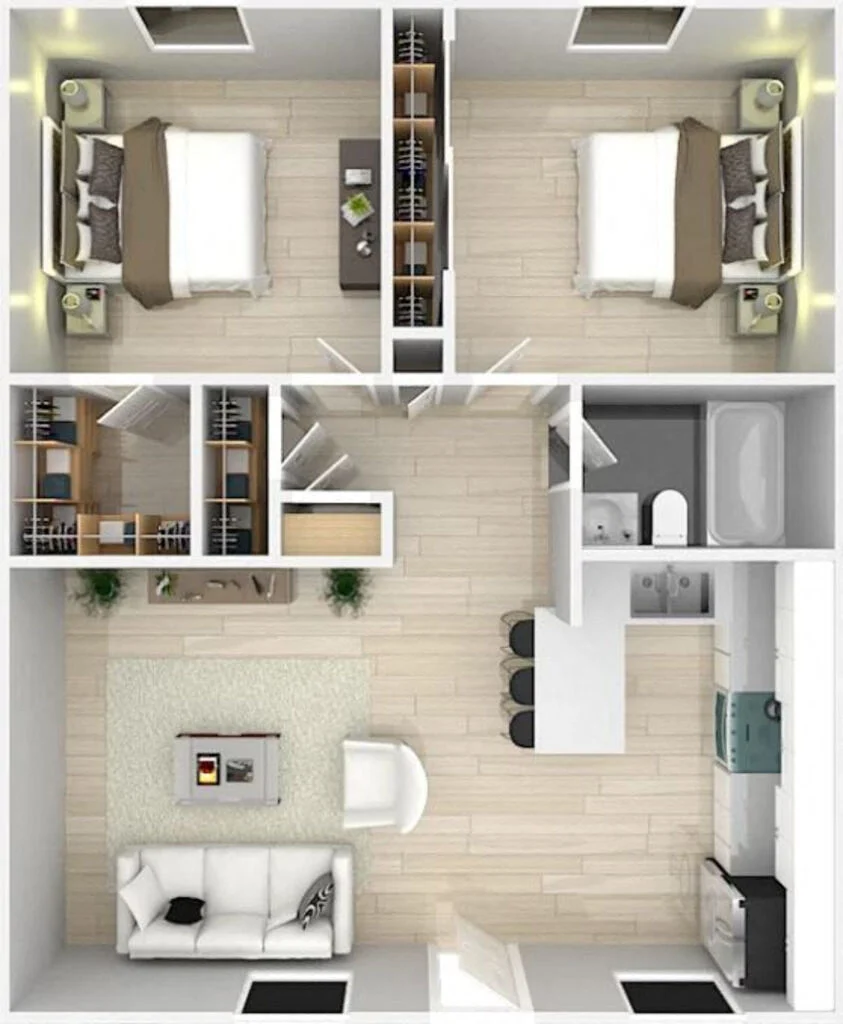 Two Bedroom One Bath 2053-33 2053-33 floor plan