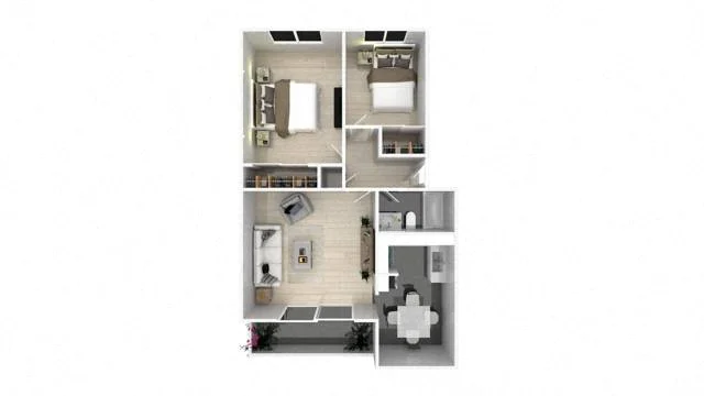 Two Bedroom One Bath 224A 224A floor plan