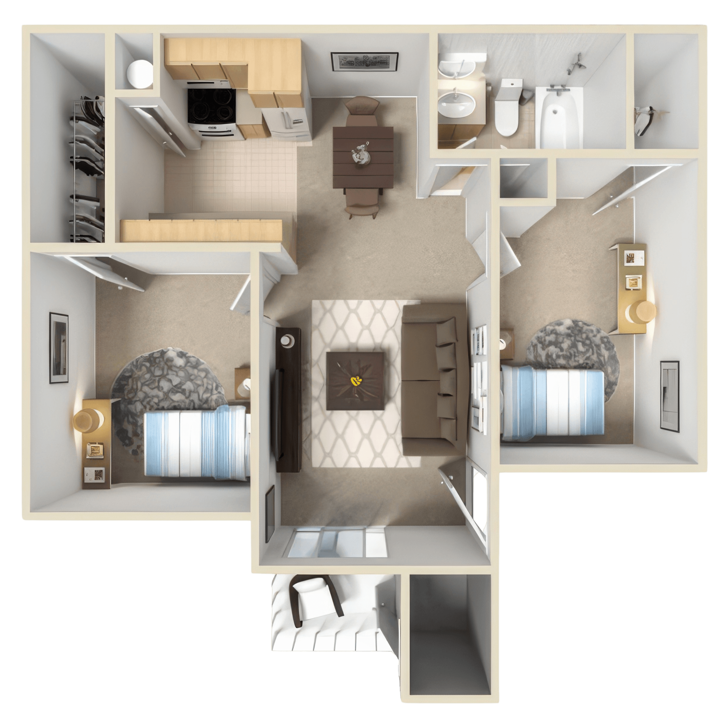 Two Bedroom One Bath 164 164 floor plan